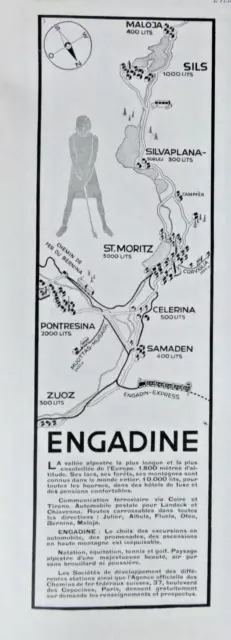 1931 Engadine Press Advertisement In Swiss The Longest Valley St.moritz