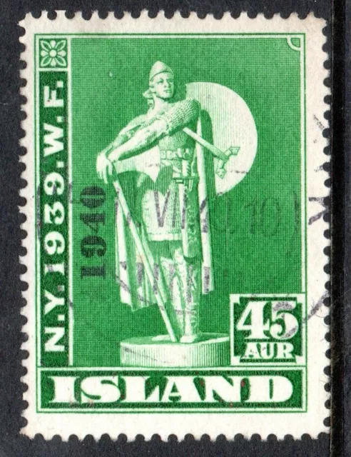 Islanda 1940 fiera mondiale new york 45 aur verde optd ""1940" finemente usato