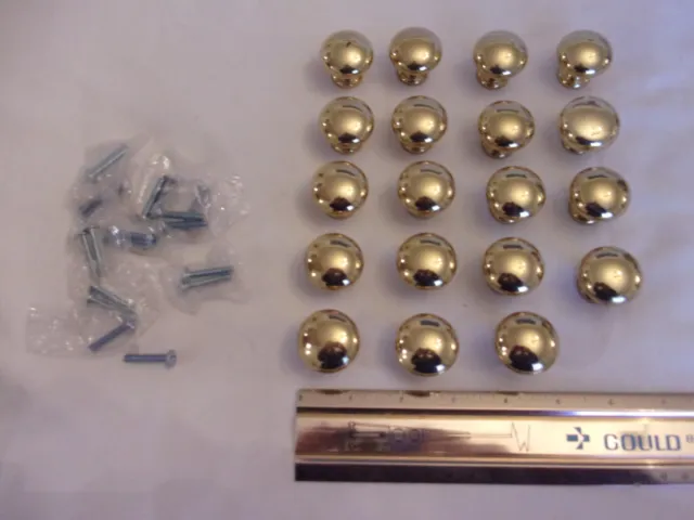 Lot of 19 + 8 more, Solid Brass Knobs Drawer Cabinet Round Pulls 1-1/4” Diameter