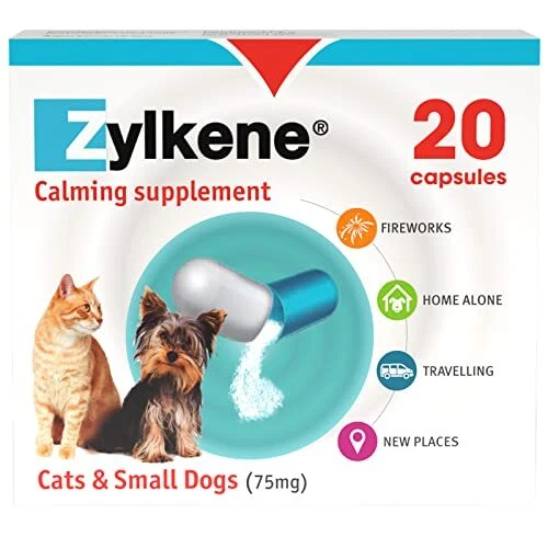 Calming Supplements for Cats & Dogs up to 10kg 75mg Help Ease Pet 20 Capsules