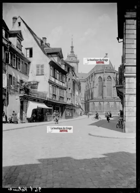 Plaque verre photo ancienne négatif noir et blanc 13x18 cm Colmar France