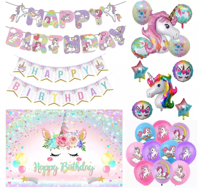 Unicorn Birthday Decoration Foil latex Banner backdrop Kids party Supplies