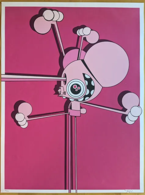 Dalek Vintage Pink Space Monkey Print, limited edition, signed, 18"x24" 