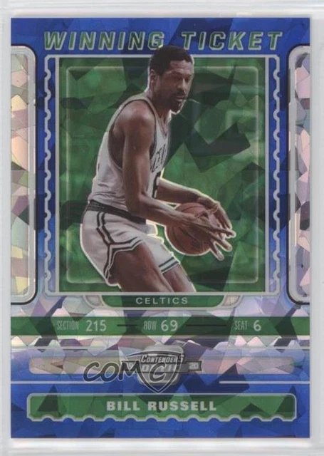 2019-20 Contenders Optic Winning Tickets Blue Cracked Ice Prizm Bill Russell HOF