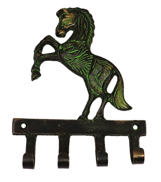 Horse Shape 4 Hook Vintage Style Handmade Brass Towel Key Cloth Wall Hanger Hook