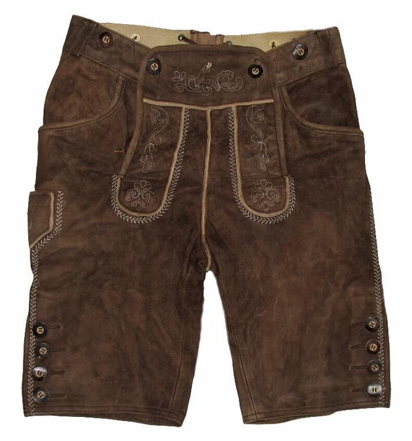 Short " Alphorn " Men's Traditional Costume Leather Pants Braun Approx. Size Short " Alphorn " Men's Traditional Costume Leather Pants Braun Approx. Size