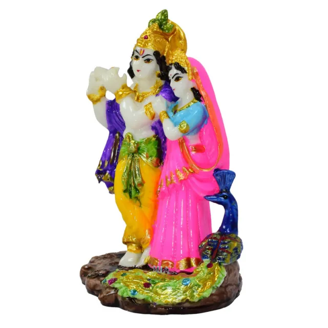 Lord Radha Krishna Murti Idol Statue On A Peacock Hindu Figurine D�cor Showpiece