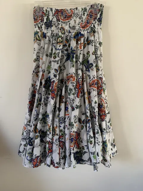 Womens Long Skirt Floral Print Layered Ruffled Bottom Size M