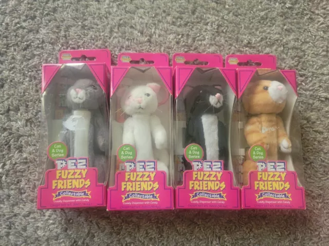 PEZ Fuzzy Friends Cats....Oscar..Boo..Puff..Snowball...NEW