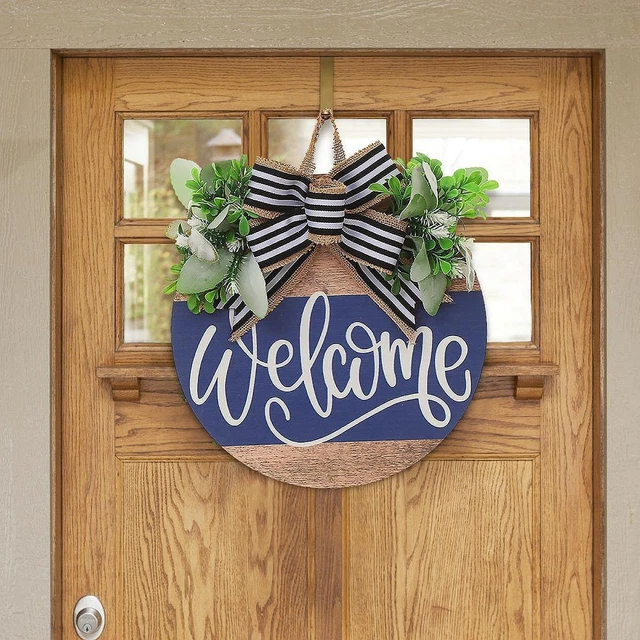 ingresso, cartello rotondo rustico in legno da appendere per