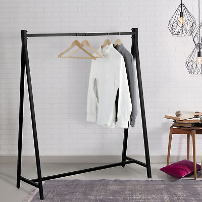 MyGift 55 Inch Black Heavy Duty Metal Bedroom Clothing Hanger Garment Rack Stand