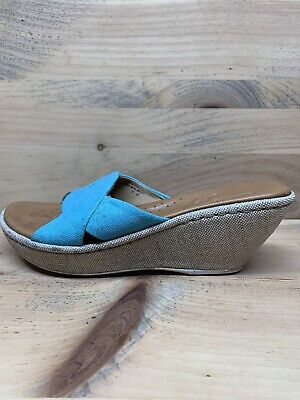 Born Women's Size 10M Caribbean Blue Crossover Wedge Slide Sandal Shoe W41071