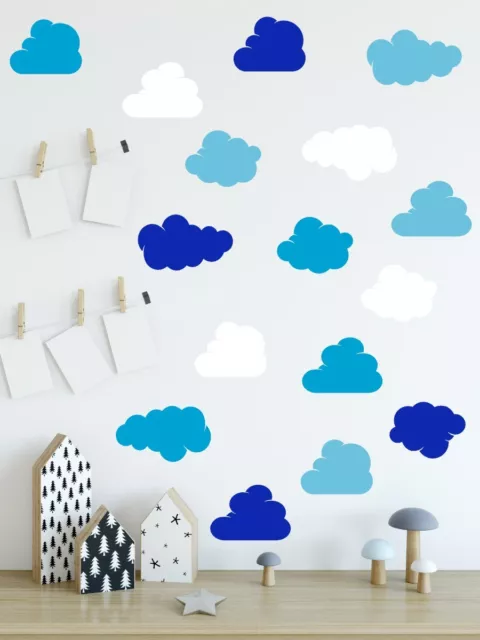 Wall Sticker Clouds Set of 16 Decals Scandi Simple Kids Room Decor IKEA style