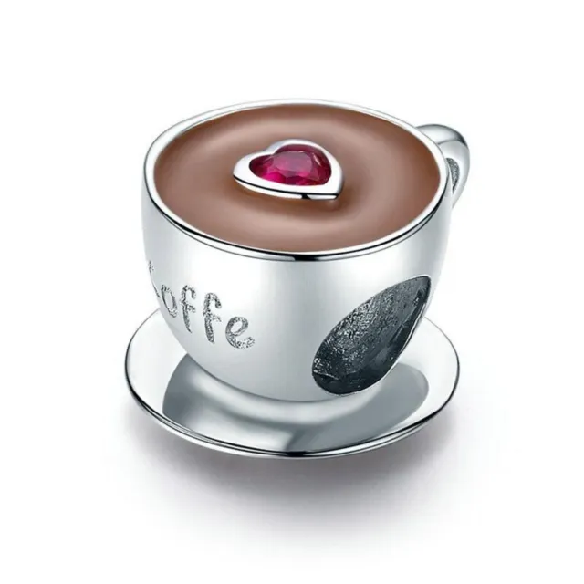 Coffee Lover Cup Charm For European Bracelets S925 Sterling Silver