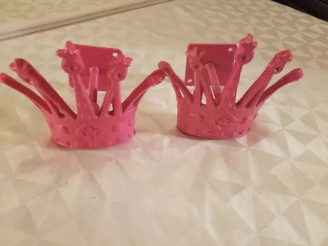 A Pair Of Pink Babe Cave Princess Crown Wall Iron Hook Towel Coat Key Hangers