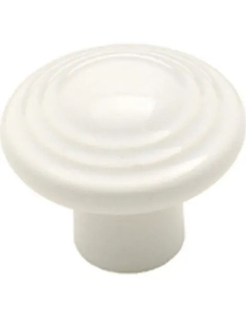 Le bouton d'armoire Amerock BP1325-W blanc 1 3/8" tire la couleur céramique lavée