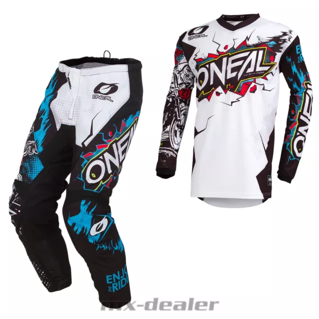 O'Neal Element Villain Blanc Pantalon Jersey Motocross Enduro Quad Combo Break