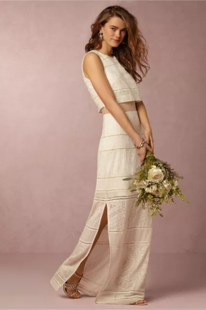 New Anthropologie Bhldn $395 Ivory Delos Maxi Dress By Bailey 44 Sz Xs 3