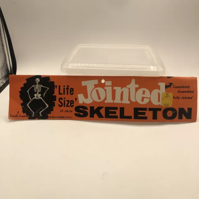 VTG Beistle Halloween Jointed Paper Skeleton Decoration Packaging Header Card