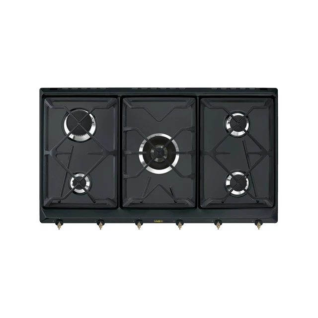 SMEG SRV864AOGH, COLONIALE gaskookplaat, Anthracite (brass knobs
