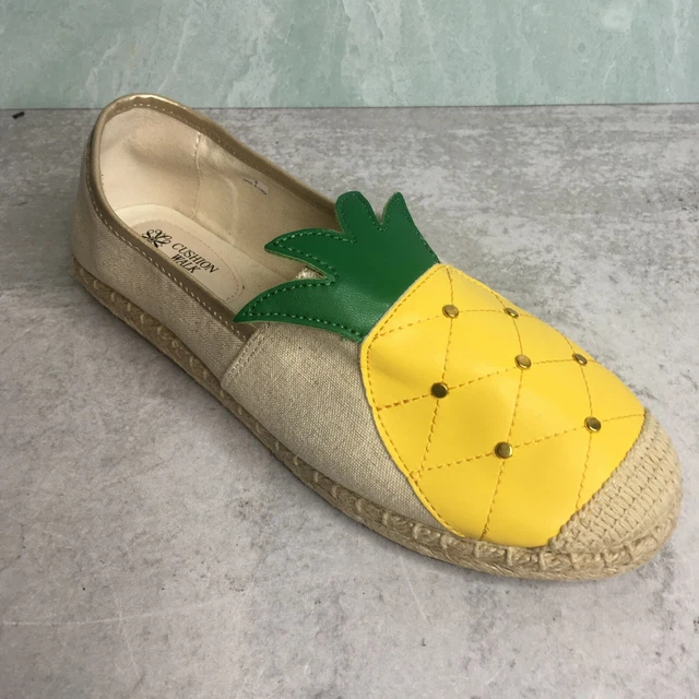 CUSHION WALK Avon PINEAPPLE SHOE ESPADRILLES LOAFER FLAT Size 8