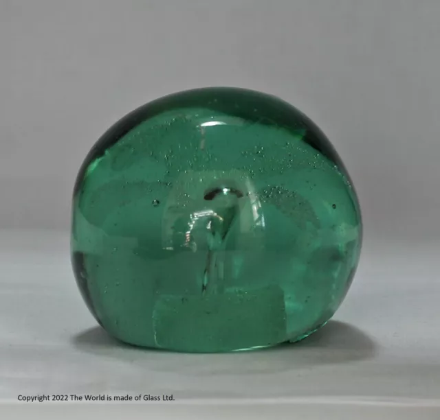Victorian flower-pot green glass dump paperweight