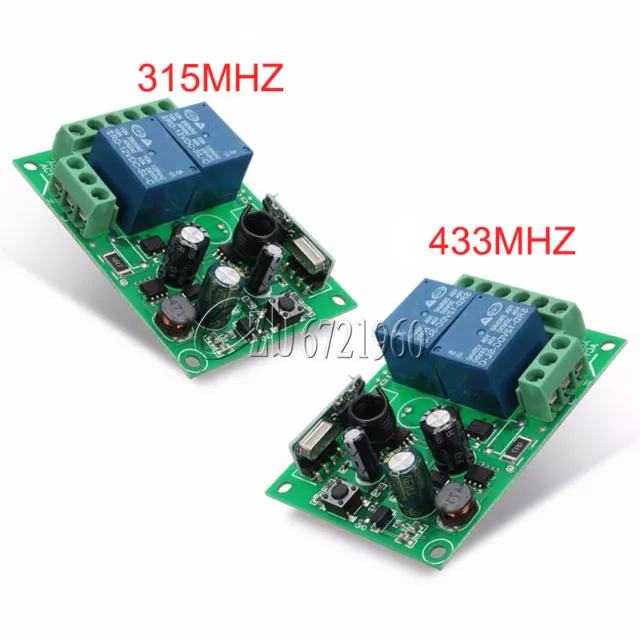 315MHz/433MHZ 110-220V 2CH Wireless RF Relay Remote Control Switch Receiver