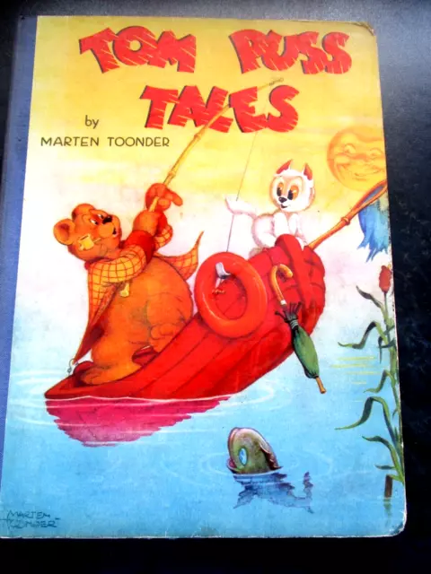 Rare Tom Puss Tales by Marten Toonder - 1st Ed. 1948 Colour plates Large HB    U