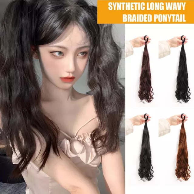 Synthetic Long Wavy Braided Ponytail Hair Extensions For Women Pony A3R4 B3O8