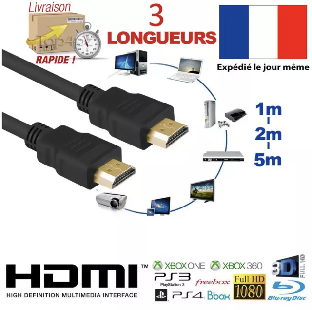 Câble HDMI HIGH SPEED V2.0 4K 2160P Ultra HD 3D HD TV, PS4 XBOX PC 1M 2M 5M
