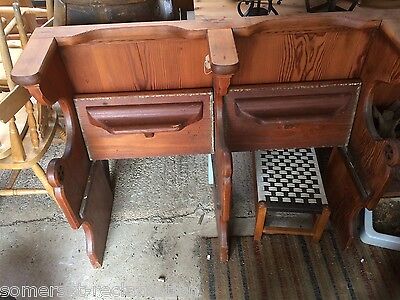 Interesting Victorian 3 Seater Stripped Pitch Pine Church Pew Bench Seat 6ft 3