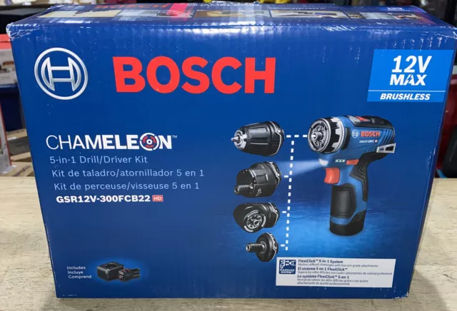 Bosch Max 12V Brushless FlexiClick 5-in-1 Drill/Driver Kit GSR12V-300FCB22