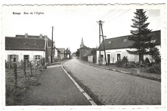 RARE Carte Postale Ancienne CPA Belgique Hainaut / RONGY / Rue de l'Eglise  TBE