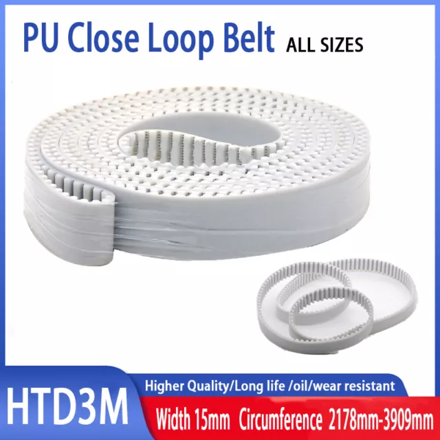 HTD 3M Pitch 3mm Close Loop Synchronous Timing Belt Width 15mm PU Drive Belt