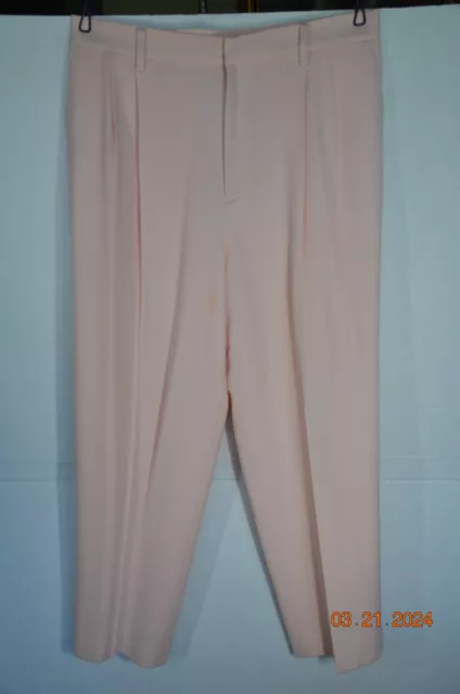 Linda Allard Ellen Tracy High Rise 100% Wool Peach Slacks W/Pockets