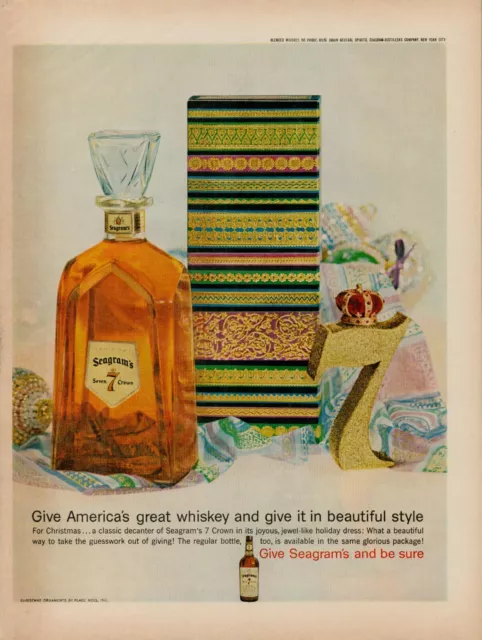 1959 Whiskey Alcohol Seagrams 1950s Vintage Print Ad Seven Crown Christmas Gift