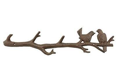 Cast Iron Birds On Branch Hanger with 6 Hooks | Decorative Cast Iron Wall Hook