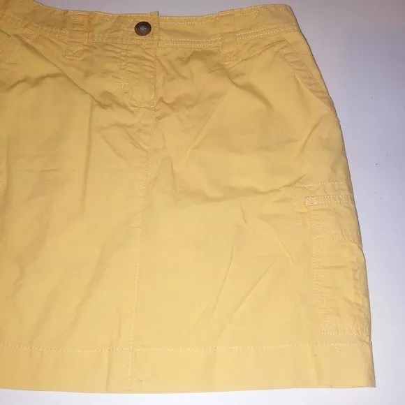 Lands End Womens Skirt 2 Petite Solid Yellow Pockets 3