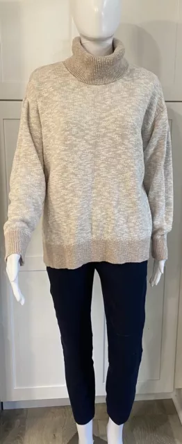 LL Bean Signature Heather Beige Oversized Turtleneck Sweater Women's S