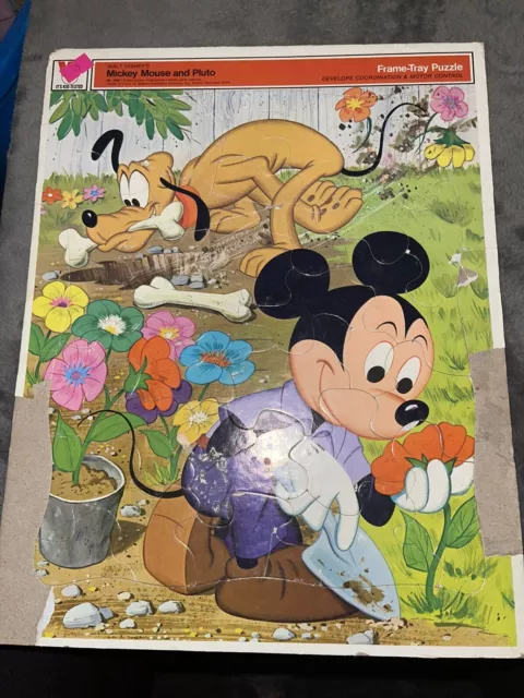 LOT 2 Vintage Frame Tray Puzzle DISNEY'S MICKEY And Pluto & Bugs Bunny