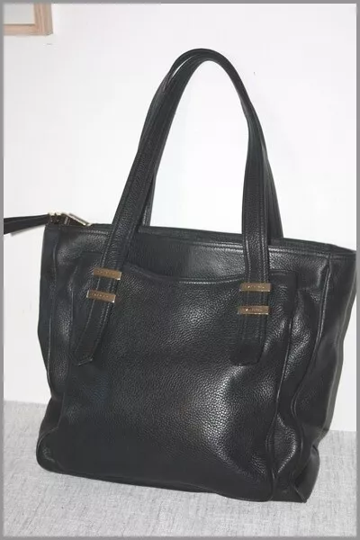 LANCEL Sac Epaule LULLI Cuir Grainé Noir TBE