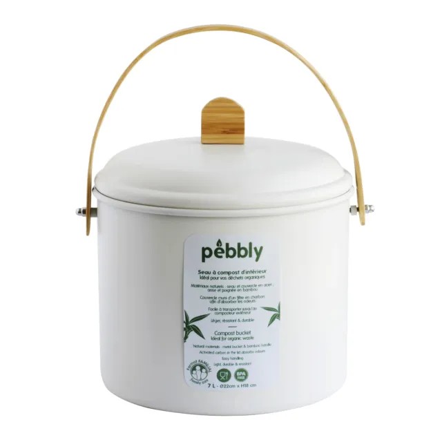 Pebbly Compost Bin Kitchen Decor Reduce Food Waste Cream 22X22X18Cm