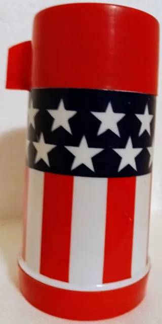 Vintage Aladdin Red White Blue Flag Thermos Glass Insert Complete