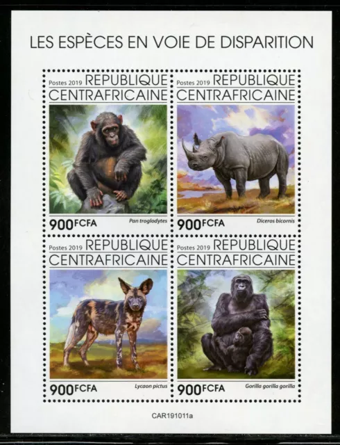 Central Africa 2020 Endangered Species Sheet Mint Nh