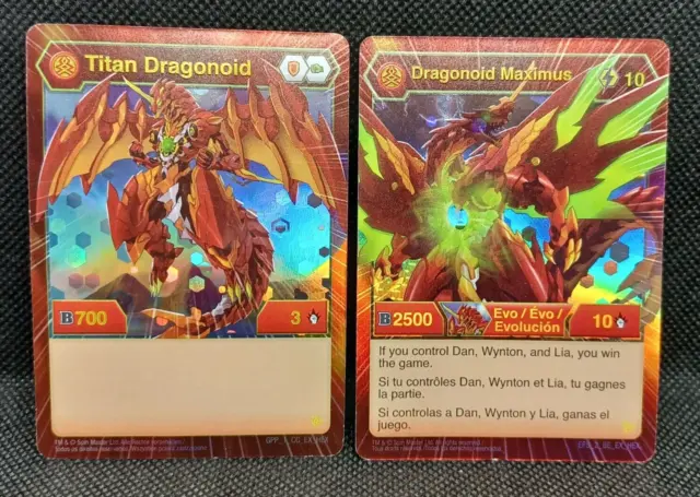 BAKUGAN Battle Planet | Titan Dragonoid & Maximus Foil Card Cards Pair