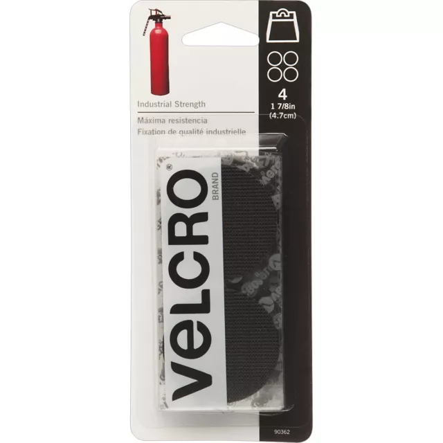 VELCRO(R) Brand Industrial Strength Coins 1.875" 4/Pkg-Black 90362