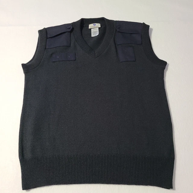 VF Imagewear Size Medium Vest Sweater Vest Uniform Black With Blue Pockets