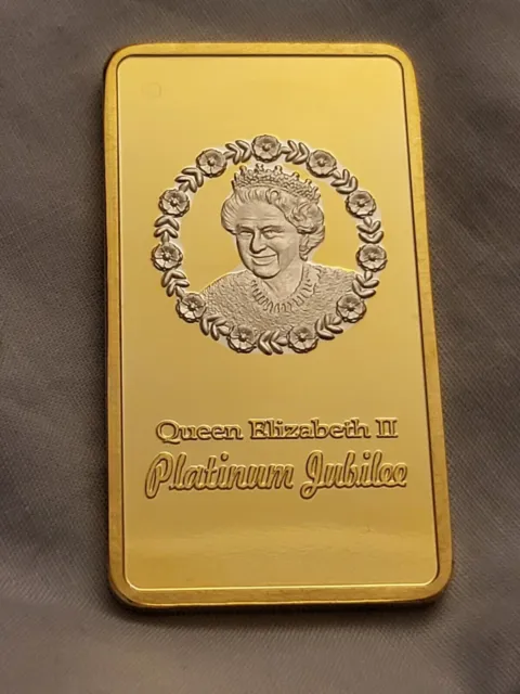 QUEEN ELIZABETH II Diamond Jubilee Silver Gold Bar COA Box Coin Old ...