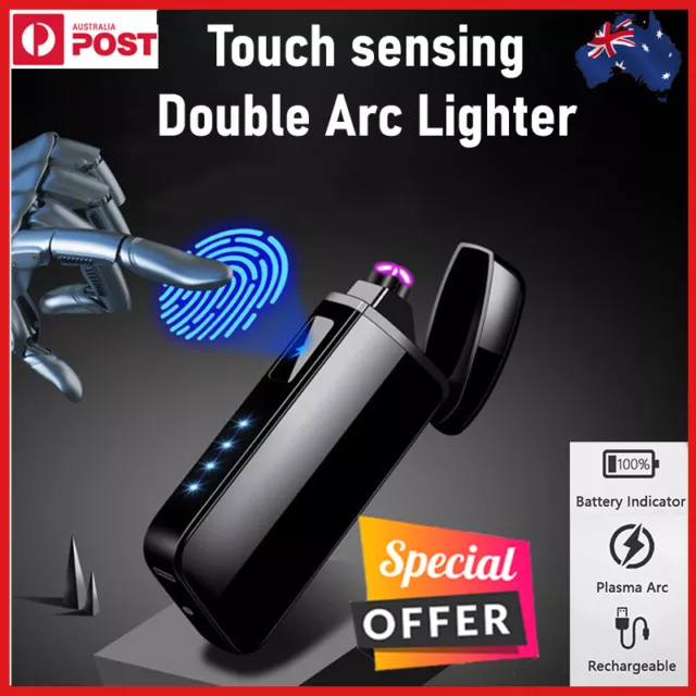 Lighter Rechargeable  USB Dual Arc Plasma Electric Flameless Windproof AU