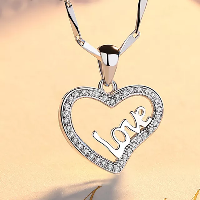 REAL SOLID SILVER 925  Classic Sterling Silver Necklace & Pendant Heart-066